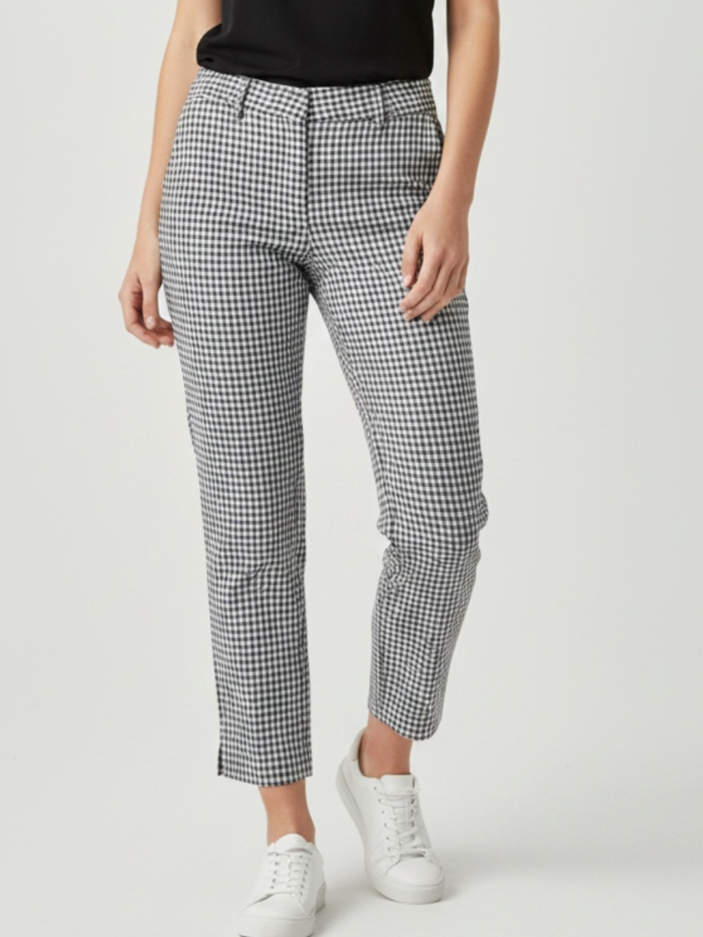 Liverpool Gray and White Checkered Straight Leg Pants